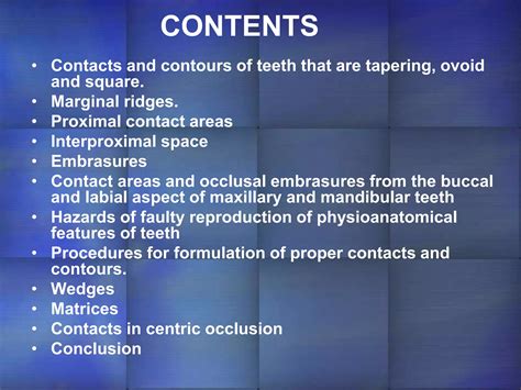PROXIMAL CONTACTS AND CONTOURS | PPT