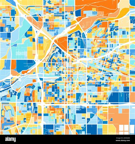 Mapa De Arte En Color De Bakersfield California Unitedstates En