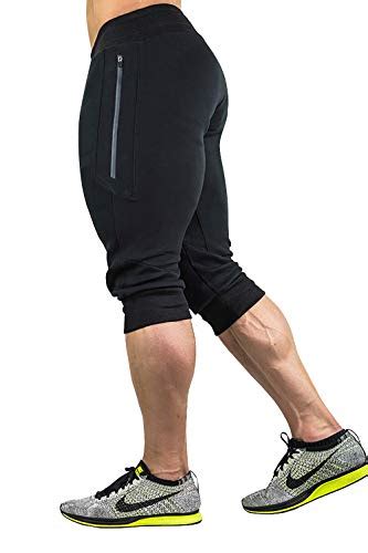 Faskunoie Men S Three Quarter Capri Pants Workout Training Jogger