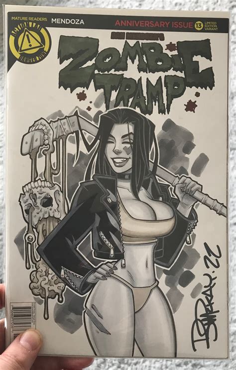 Zombie Tramp Hockey Stick Original Copic Marker Sketch Bill Mckay Art