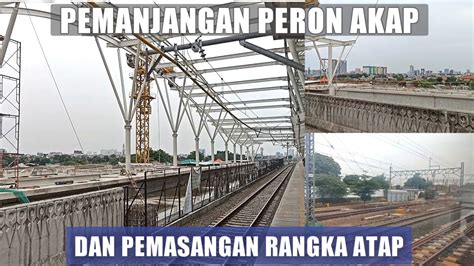 Update Pembangunan Peron Kereta Jarak Jauh Penyambungan Rangka Atap