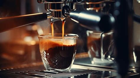 Premium Ai Image Espresso Pouring From Coffee Machine Generative Ai