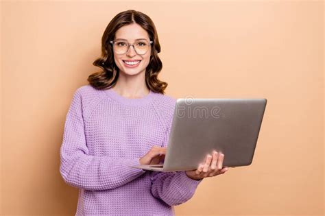 Photo Of Clever Adorable Good Mood Woman With Curly Hairdo Wear Knit