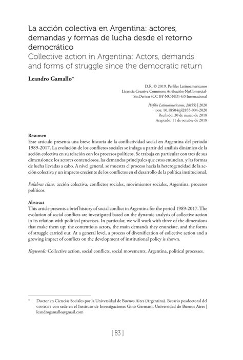 PDF La acción colectiva en Argentina actores demandas y formas de