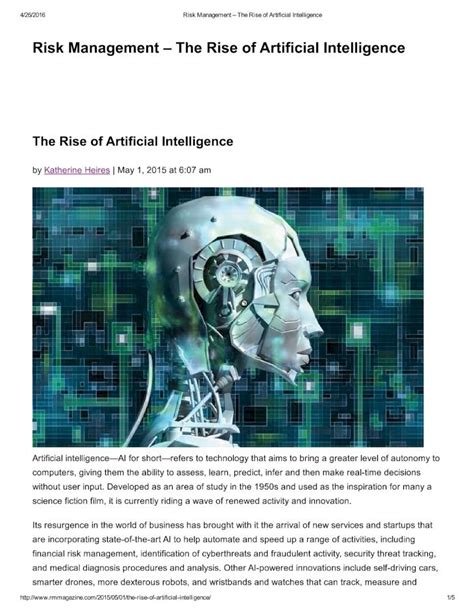 Pdf Risk Management â•ﬁ The Rise Of Artificial Intelligence Dokumen Tips