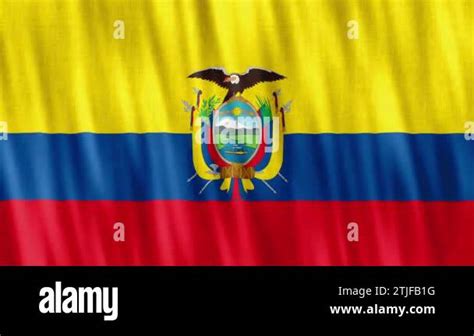 Ecuador National Flag Seamless Loop Animation Closeup Waving High