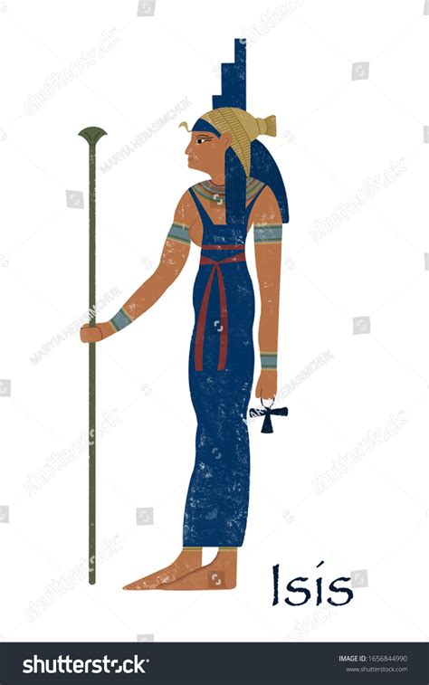 Egyptian God Isis Ancient Egypt Card Stock Illustration 1656844990 ...