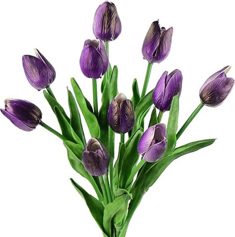 FiveSeasonStuff 10 Stems Of Real Touch Tulip Artificial Flowers Bouquet