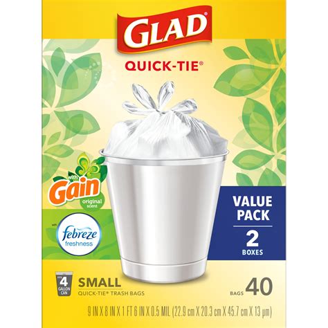 Glad Small Trash Bags, 4 Gallon, 40 Bags (Gain Original Scent, Febreze ...