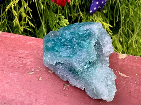 Blue Fluorite Crystal Quartz Large 8 Oz Cluster 3 Long Ocean Blue