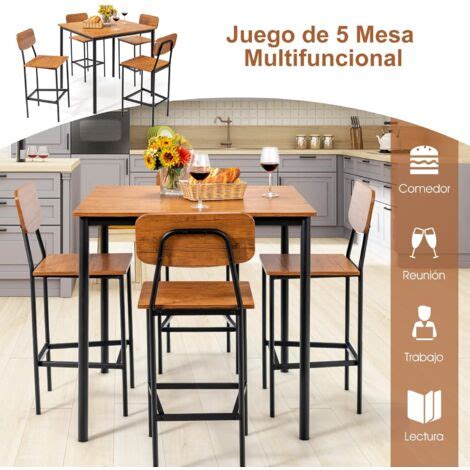 Costway Juego De Mesa De Comedor De Piezas Conjunto Con Taburetes