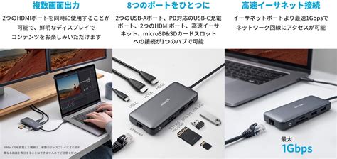 Anker Japan2つのHDMIポートやEthernetUSB ASDカードリーダーなどを搭載したUSB CハブAnker