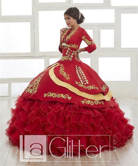 Ruffled Charro Dress By House Of Wu La Glitter 24018 Quince Dresses