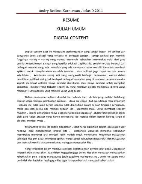 Resume Kuliah Umum Digital Content PDF