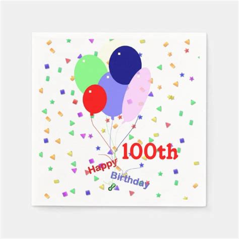 Colorful Happy 100th Birthday Balloons Napkins