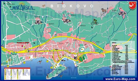 Карты Макарска Подробная карта курорта Макарска с отелями Хорватия