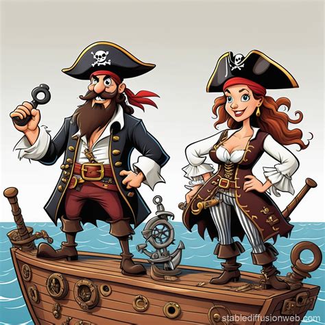 Pirate Cartoons On Ships Stable Diffusion Online