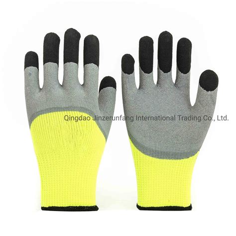 Anti Static Industrial Gray Latex Coated Rubber Double Dipped G Yellow