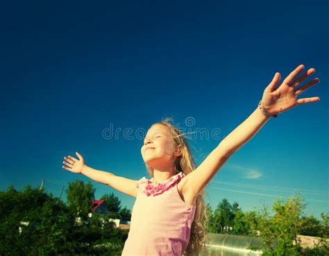 Kids With Outstretched Arms Stock Image Image Of Childhood Cloud