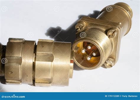 Brass Four Pin Electrical Connector Stock Image Image Of Connection