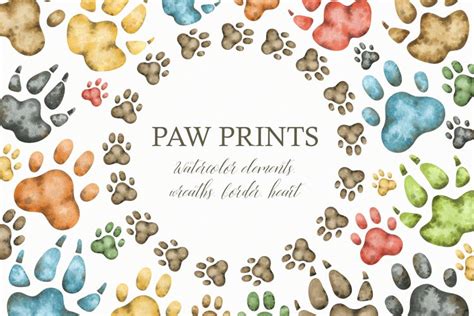 Watercolor Paw Prints Clipart