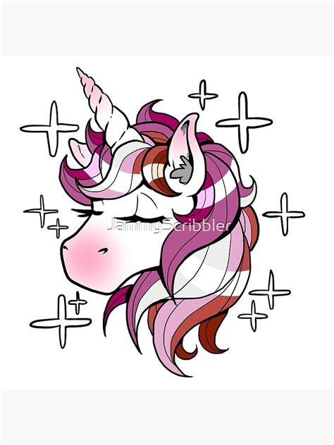 Pride Unicorn Lesbian Flag Poster By Jammyscribbler Redbubble