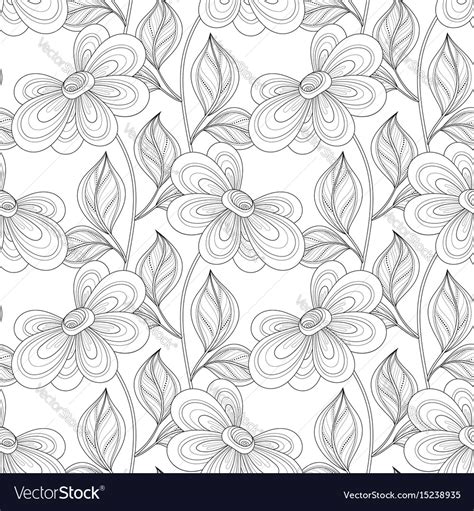 Seamless Monochrome Floral Pattern Royalty Free Vector Image