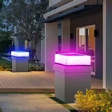 ILIKEPOW 8 Pack Solar Post Lights RGB Changing Outdoor Post Cap Light