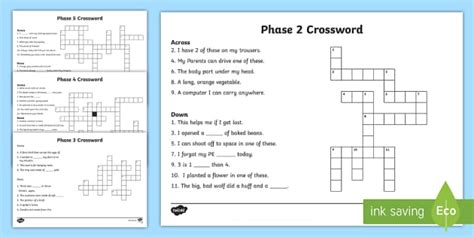 Phase 2 To 5 Phonics Crossword Resource Pack Phase 2 Crossword