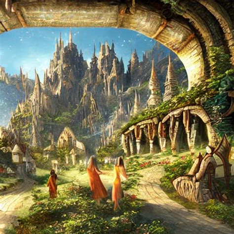 Elven City In The Mountains Elegant Sunny Impressive High De