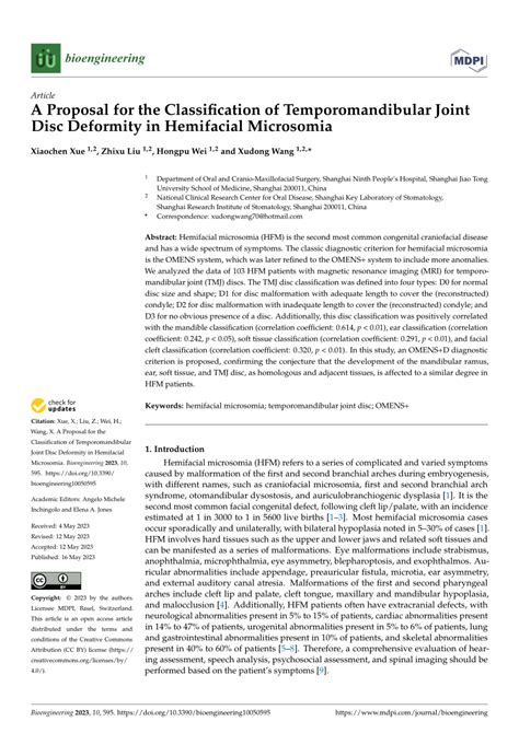 Pdf A Proposal For The Classification Of Temporomandibular Joint Disc Deformity In Hemifacial