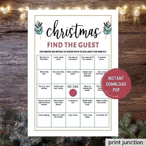 Christmas Find The Guest Game Find Someone Who Xmas Games Fun Christmas