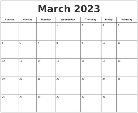 March 2023 Print Free Calendar