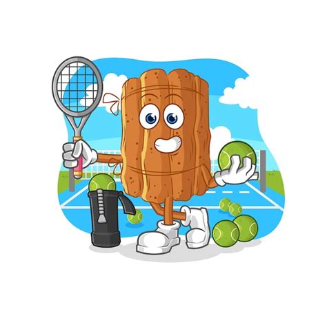 Canela juega vector de caracteres de ilustración de tenis Vector Premium