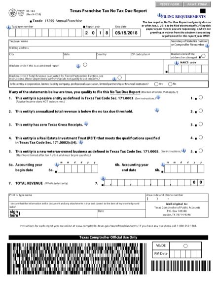 Franchise Tax Report Texas Form