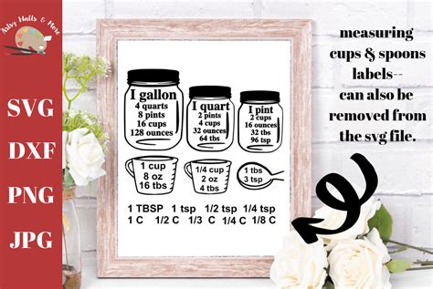 Kitchen Conversion Svg Baking Equivalents Svg Mason Jar Svg