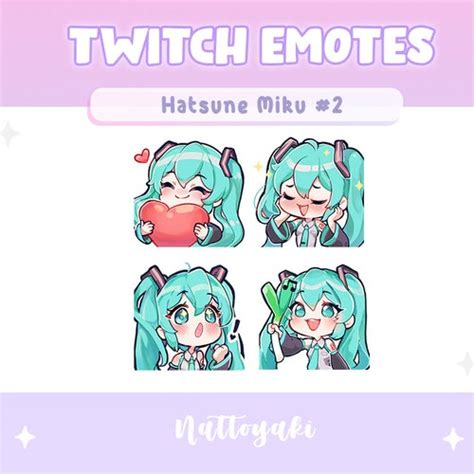 Hatsune Miku Emotes Set For Twitch Discord Etsy