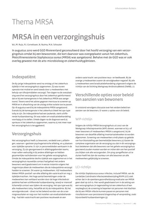 PDF MRSA In Een Verzorgingshuis