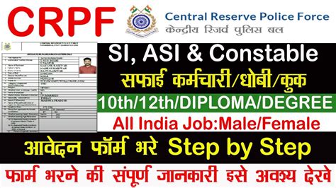 Crpf Offline Form Kaise Bhare Crpf Si Asi Constable