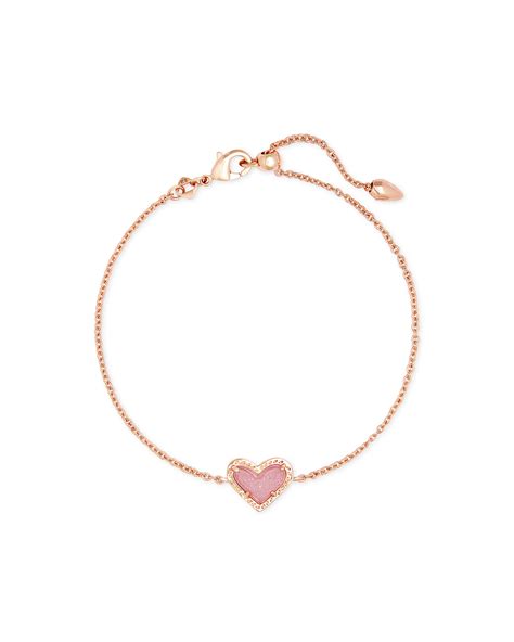 Ari Heart Rose Gold Chain Bracelet In Pink Drusy Kendra Scott