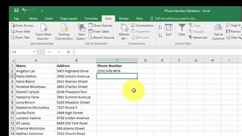 Custom Formatting And Validating Phone Numbers In Excel Youtube