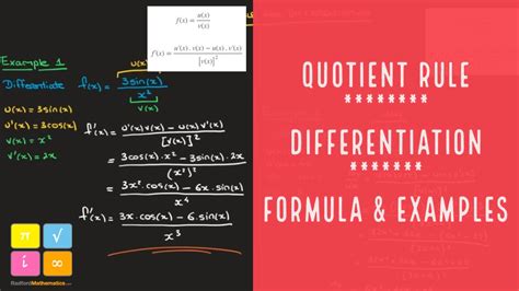 Quotient Rule For Differentiation Formula And Worked Examples Youtube