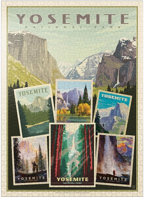 Mypuzzle Yosemite National Park Collage Print Vintage Poster