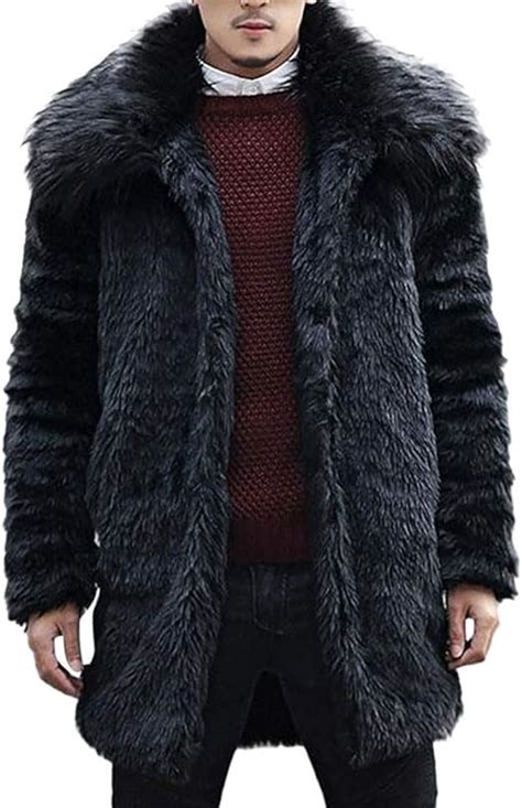 Hx Fashion Coat Mens Faux Men Collar Jacket Winter Coat Jacket