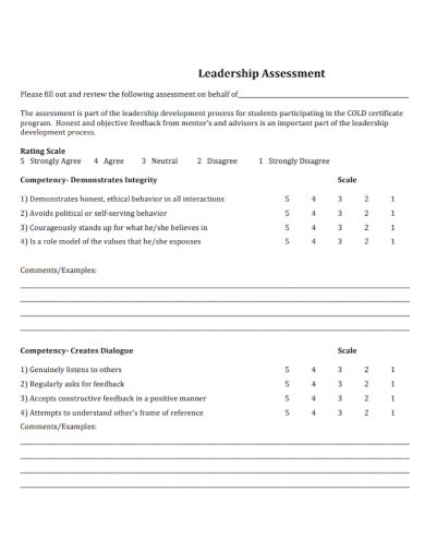 Leadership Evaluation Form Sample Free Download Images