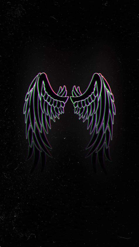 Download Neon Glitch Angel Wings Picture