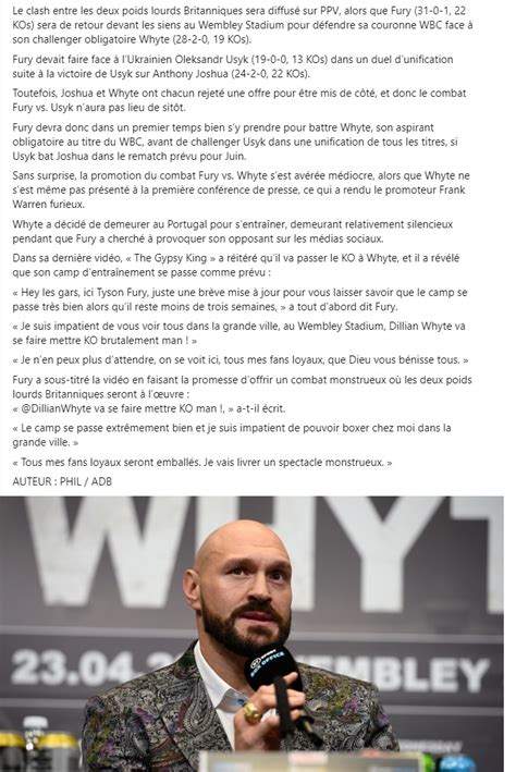 Le Retour De Boxe Anglaise News On Twitter Tyson Fury Promet Un