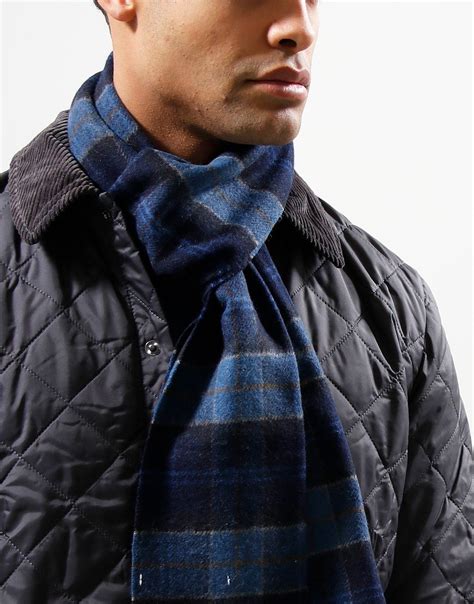 Barbour Tartan Lambswool Scarf Midnight Terraces Menswear