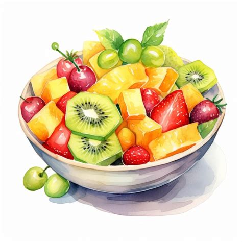 Premium Photo | Watercolor Fruit Salad Clipart On White Background