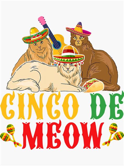 Cinco De Meow Funny Cinco De Mayo Women Cat Sticker By